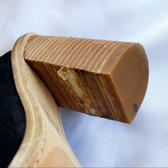 Marc Fisher Black Real Leather Open Toe One Strap Heels 8.5 - Picture 9 of 12